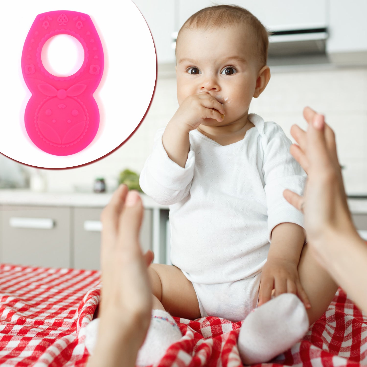 Silicone Baby Teether Pack Of 1 (Mix Design  Color) Silicone Baby Teether Pack Of 1 (Mix Design  Color)